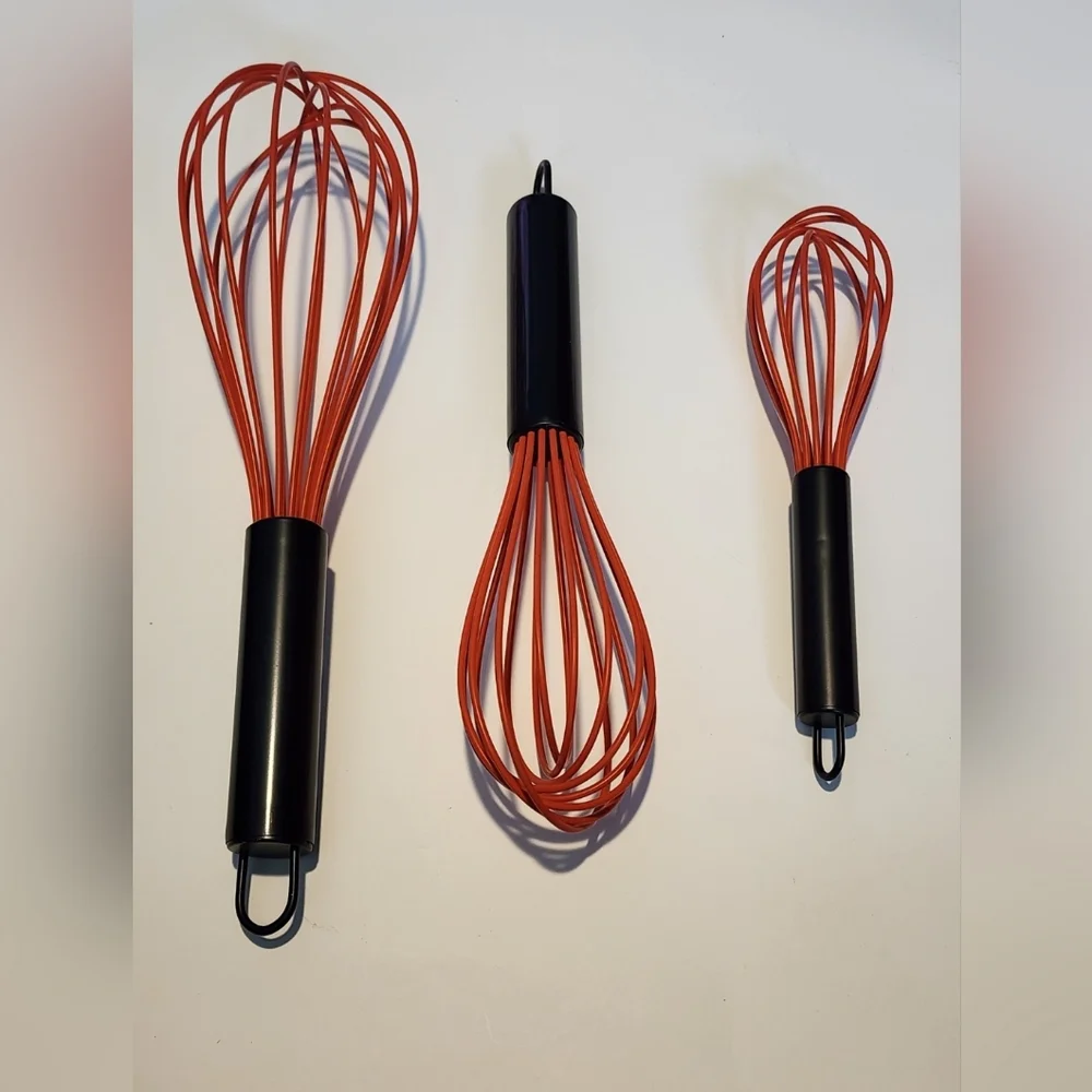 New Silicone Whisk Set Non Scratch Stainless Steel Heat Resistant 3‎ Piece TEEVA